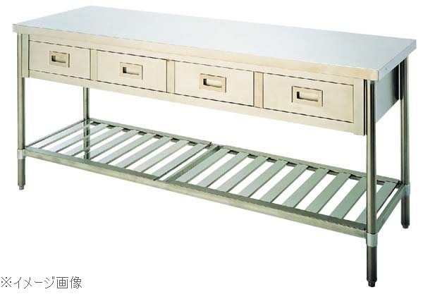 パイプ脚 作業台 引出付 ＵＴＵ－１２４－２Ｄ バックガード有