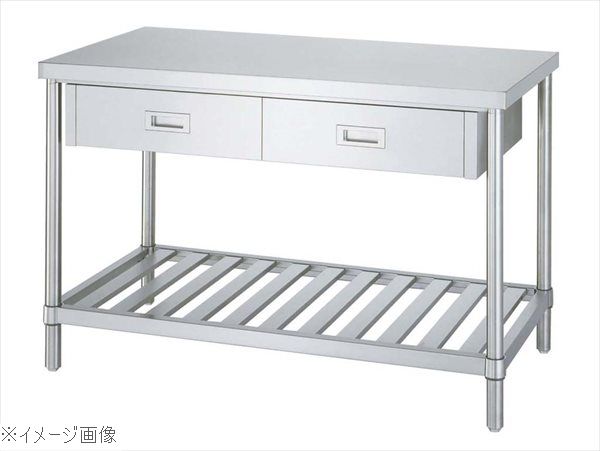 パイプ脚 作業台 スノコ棚 片面引出付 WDS-15045