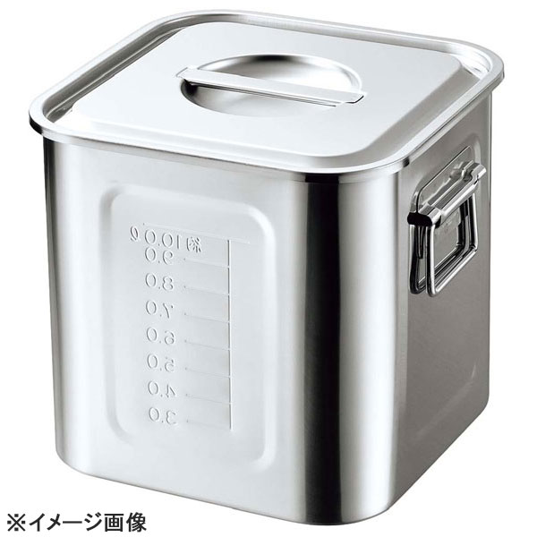18-8目盛付角型キッチンポット30cm手付