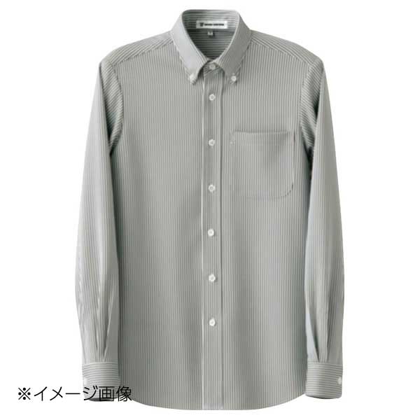 ストライプシャツ・長袖 CH4497-8 L ホワイトグレー
