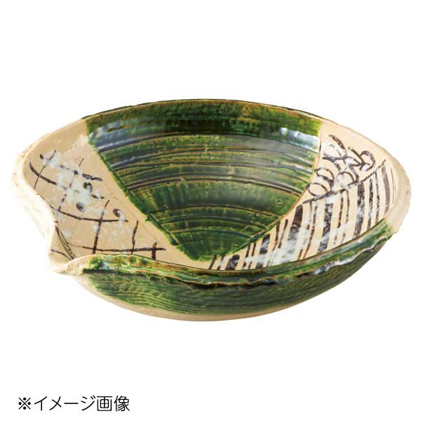 桐井陶器 モデルノ MODERNO 織部幾何紋片口尺鉢 286-19