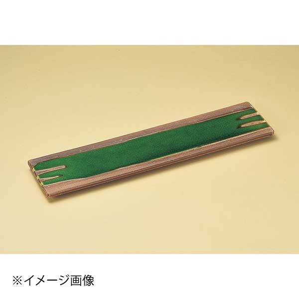 サビ釉ヒワ流し15.0長角皿