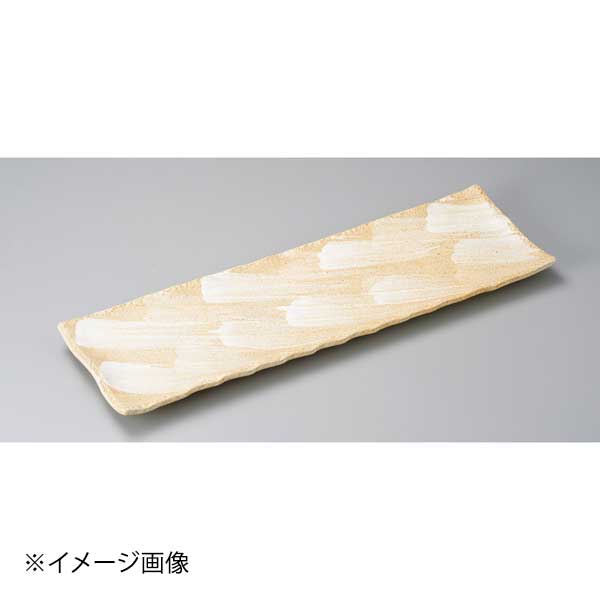 志野釉(手造り)14号長盛皿(萬古焼)