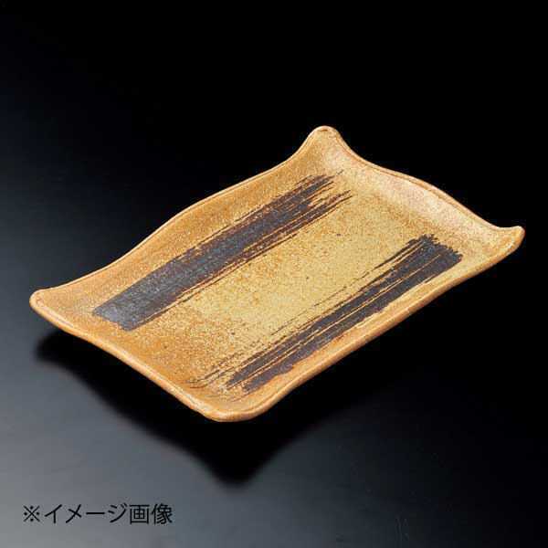 イラボ鉄刷毛目13.0足付長角皿(信楽焼)