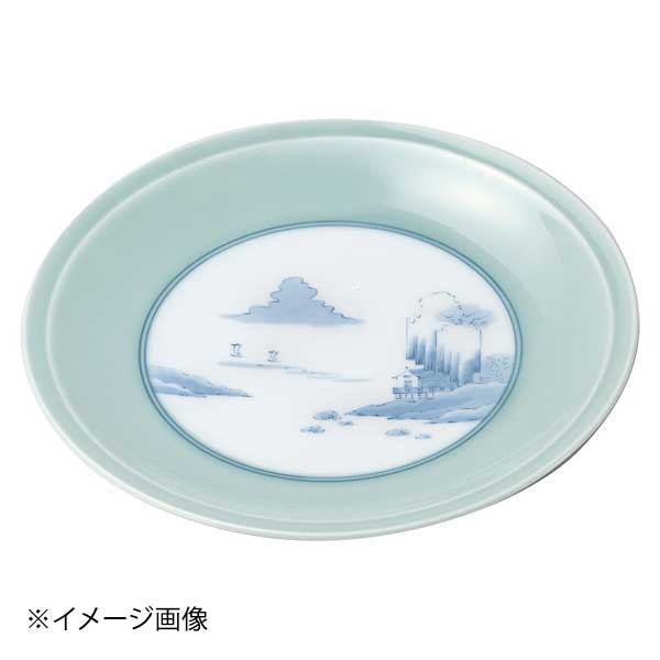 青磁内山水高台12号皿(有田焼)