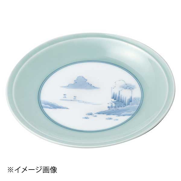 青磁内山水高台10号皿(有田焼)