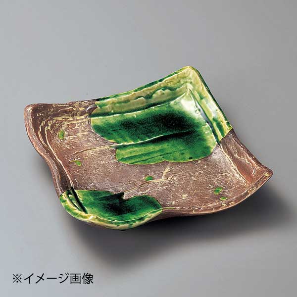 さび釉ヒワ流し正角8.0皿