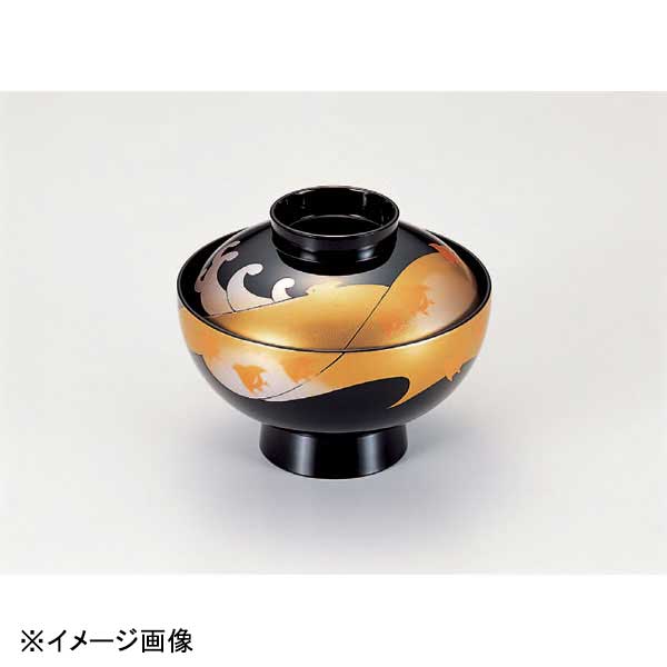 しろ　木製洗朱波千鳥椀5客　　新品未使用 汁椀 Sakura 黒/赤 漆塗り・木製 12-01604/01605 漆器の井助