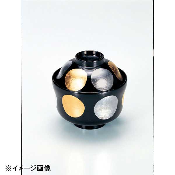 若泉漆器 ひさご小吸椀 黒刷毛目金銀日月 本漆塗手描磨蒔絵 W-2-76