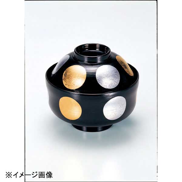 若泉漆器 ひさご型煮物椀 黒刷毛目金銀日月 本漆塗手描磨蒔絵 W-2-77