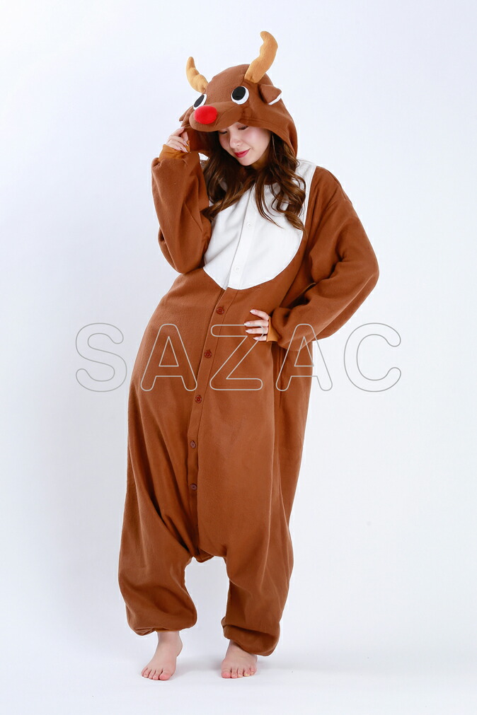 着ぐるみ トナカイ ブラウン フリース SAZAC コスプレ パーティー クリスマス トナカイ サンタ プレゼント 2758