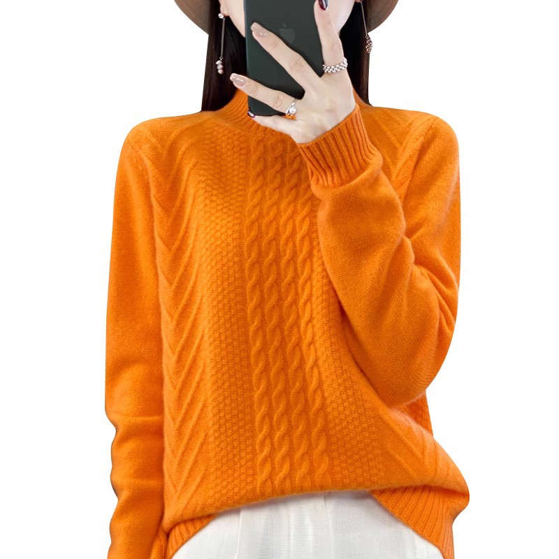 貨物輸送無料 カシミールスウェーター  カシミール ハイネックスウェーター トップス ティーシャツ 羊毛スウェーター レディース ハイネック 編み物 無地 分かりやすい 心地好い 長袖