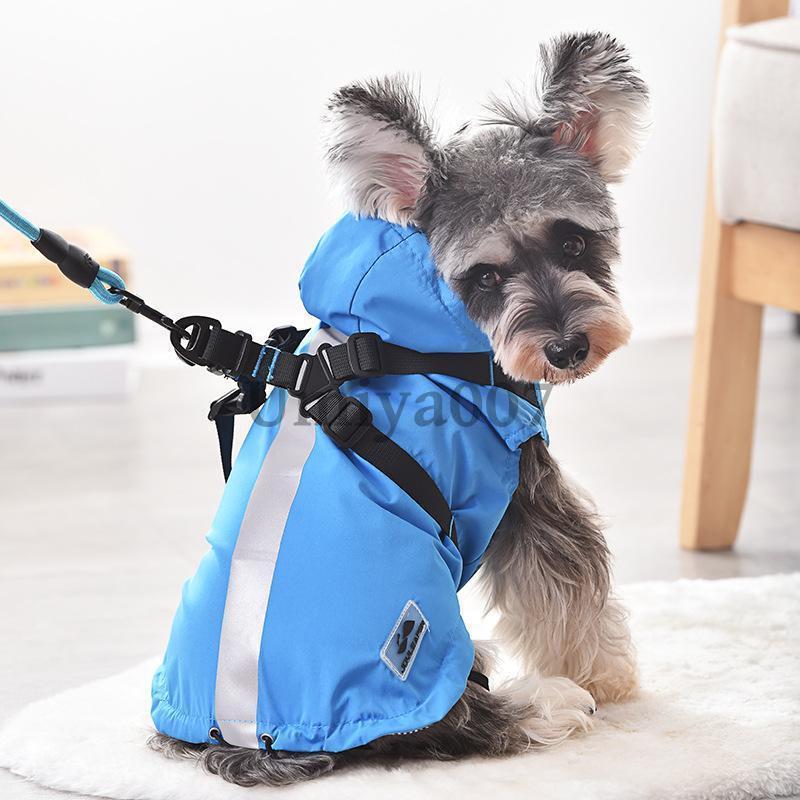 犬用ハーネス一体レインコート 犬 レインコート 小型犬 中型犬 ウェアハーネス レインポンチョ ハーネス ポンチョ 犬の服 カッパ 雨具 反射テープ付き 散歩