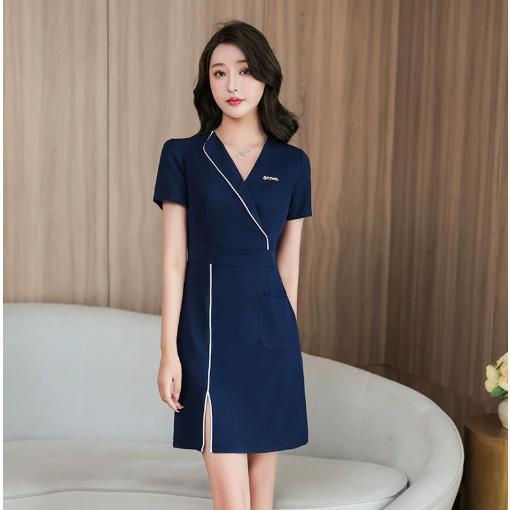 ユニフォーム エステ サロン制服 レディース 化粧品販売 半袖 ホテル ワンピース ネイル 美容 歯科衛生士 医療系作業服 クリニック スチュワーデス