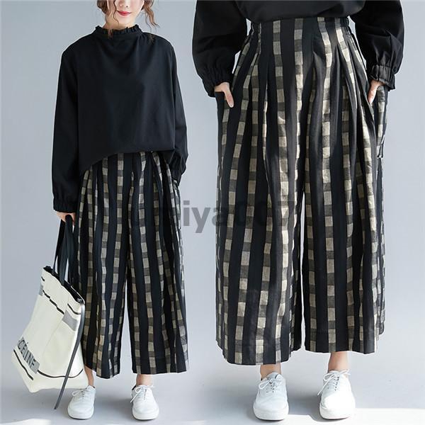 パンツ ワイドパンツ スカーチョ ガウチョ スカンツ レディース ストライプ 体型カバー リボン 美脚 ズボン ポケット付き ボーダー柄