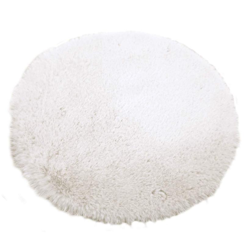 ムートン調 フェイクファーマット ペコラ すべり止め アイボリー 直径約38cm画像