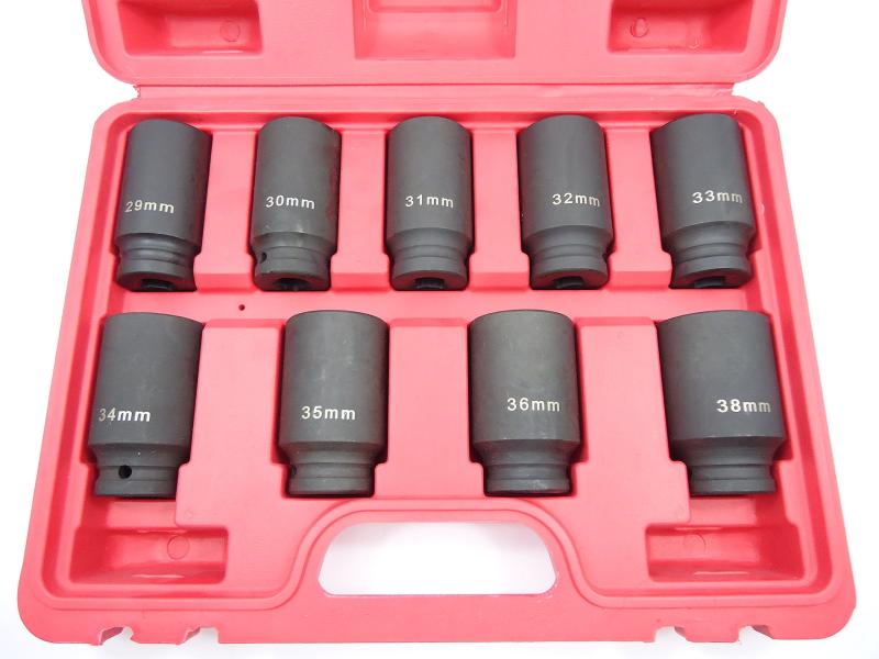 1/2 インパクトソケットセット インパクト用 ディープソケット ソケットレンチ 29mm 30mm 31mm 32mm 33mm 34mm 35mm 36mm 38mm