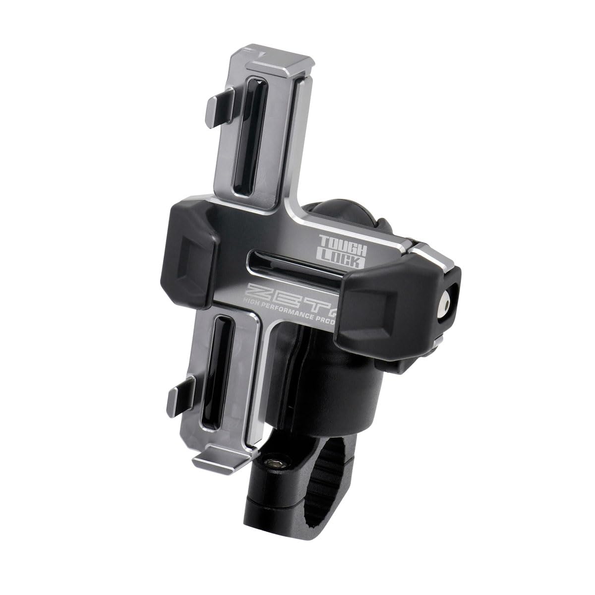 ジータレーシング(ZETA RACING) タフロック スマートフォンマウント 単体 チタンカラー 振動吸収 ハンドル径(22.2/25.4/28.6/31.7)mm対応 サイズ調整 ボールマウントによる高い自由度 片手着脱 故障|HRテクノロジーズ店