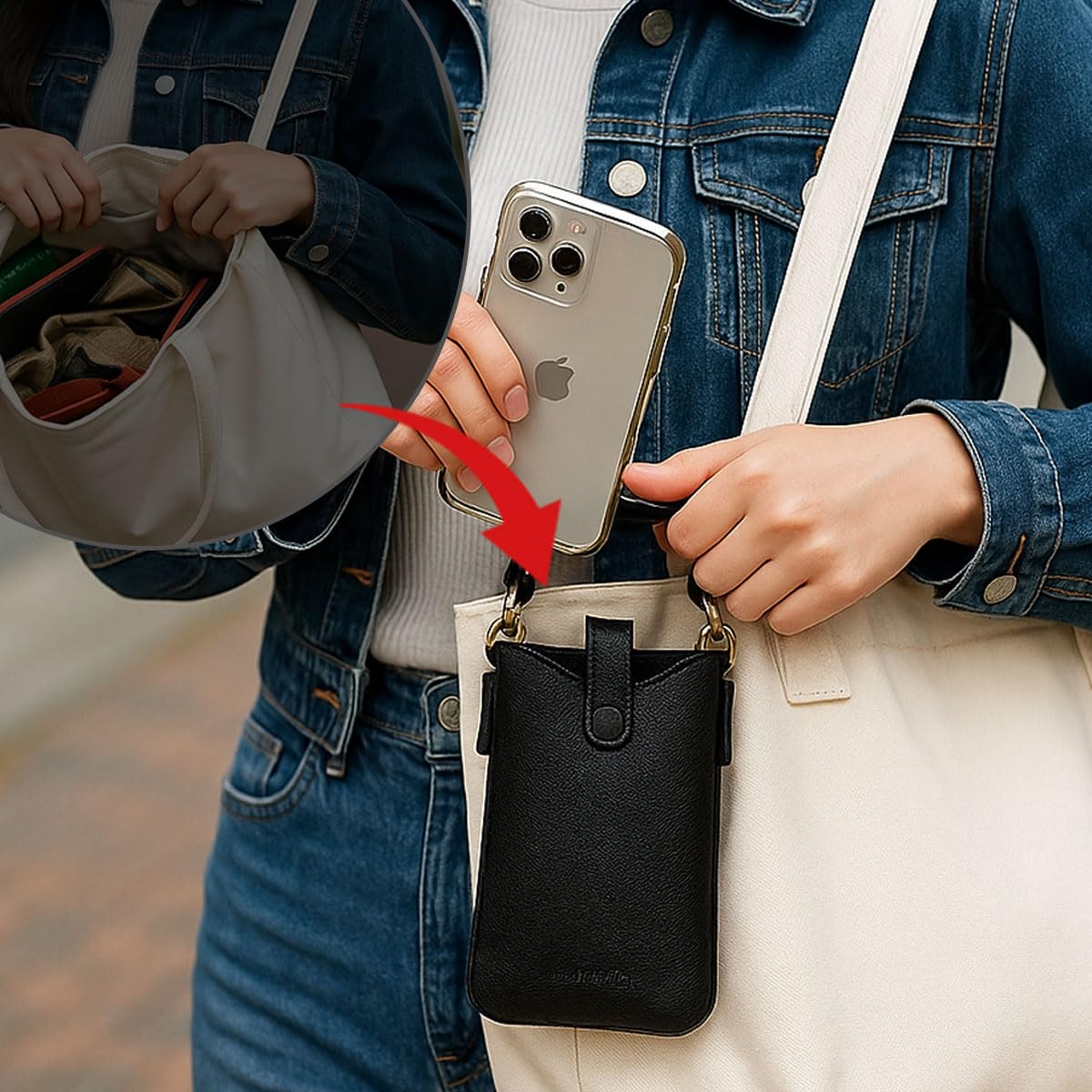 スマホ ショルダー 本革 スマホポーチ ショルダーバッグ スマホポシェット 軽量 レザー レディース ポーチ お財布ショルダー 携帯 斜め掛け 縦型 ストラップ2種 (ブラック)|HRテクノロジーズ店