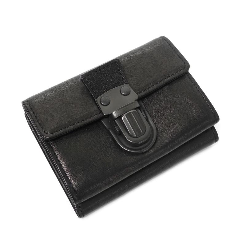 [パトリック ステファン] 札入れ 三つ折り札入れ cartable 差込み金具 羊革 174AWA10 スレートグレー-ブラックxブラックメタル-ライトブラウン
