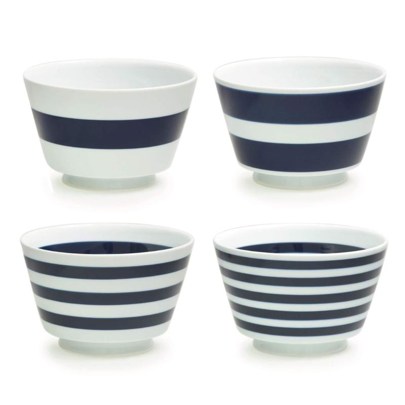 natural69 セット商品 【 波佐見焼 】 【QA51】ボーダーボーダー どんぶり 4柄セット / 1本/2本/3本/5本 / ナチュラル69 はさみ焼き 食器 丼 ボウル 容量870ml うどん ラーメン 電子レンジ 食洗機対応