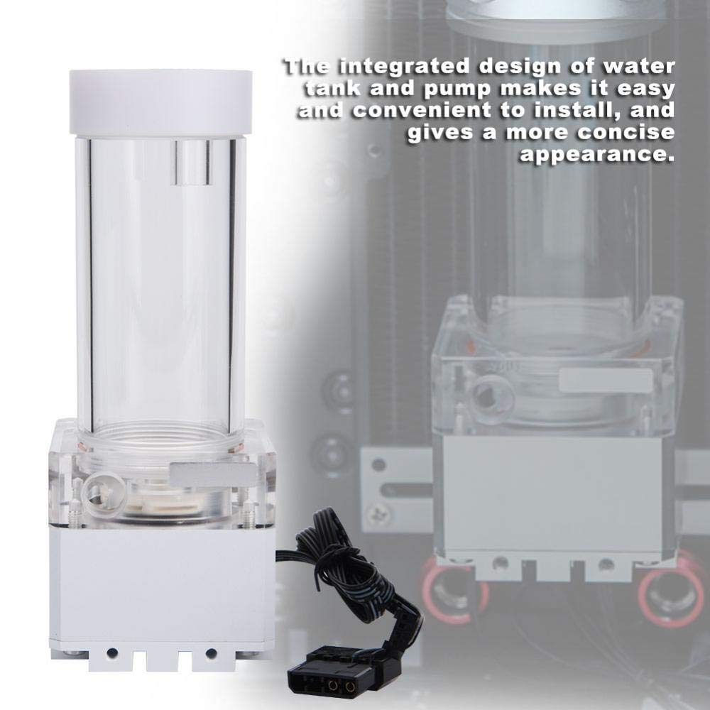 水冷却ポンプタンク 800L / H高速熱消散 LED電源 コンピュータポンプ ポンプヘッド PC 液体冷却システム (ホワイト17cm)|HRテクノロジーズ店