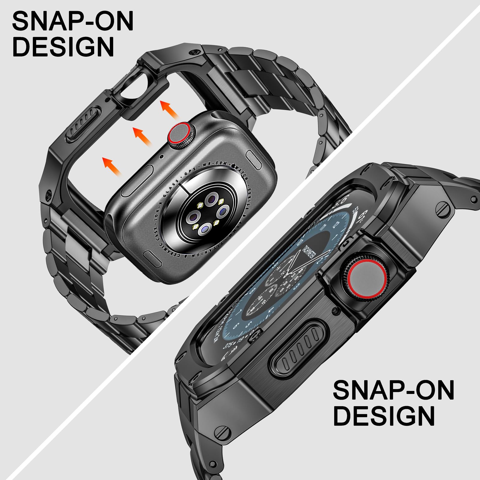 [SUPLINK] Band for Apple Watch バンド 44mm 42mm, 長さ調整 保護ケース ステンレス アップルウォッチ バンド メンズ, iWatch Apple Watch 6/SE (3/2/1)/5/4/3/2/1対応, グレー｜ＨＲテクノロジーズ店 10,638円