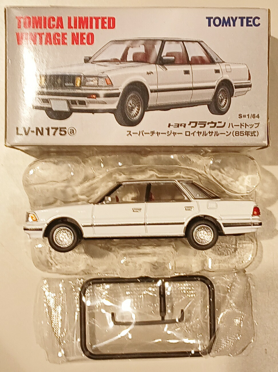 【中古】1/64 TOMYTEC(トミーテック) トミカリミテッドヴィンテージNEO LV-N175a クラウンHT ロイヤルサルーン 白 【C】 外箱傷み、パーツ未使用　※メーカー出荷時からの塗装ムラ等はご容赦ください。｜ホビーランドぽち　店