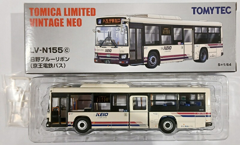 【中古】1/64 TOMYTEC(トミーテック) トミカリミテッドヴィンテージNEO LV-N155c 日野ブルーリボン (京王電鉄バス) 【B】 外箱多少傷み、パーツ未使用　※メーカー出荷時からの塗装ムラ等はご容赦ください。｜ホビーランドぽち　店
