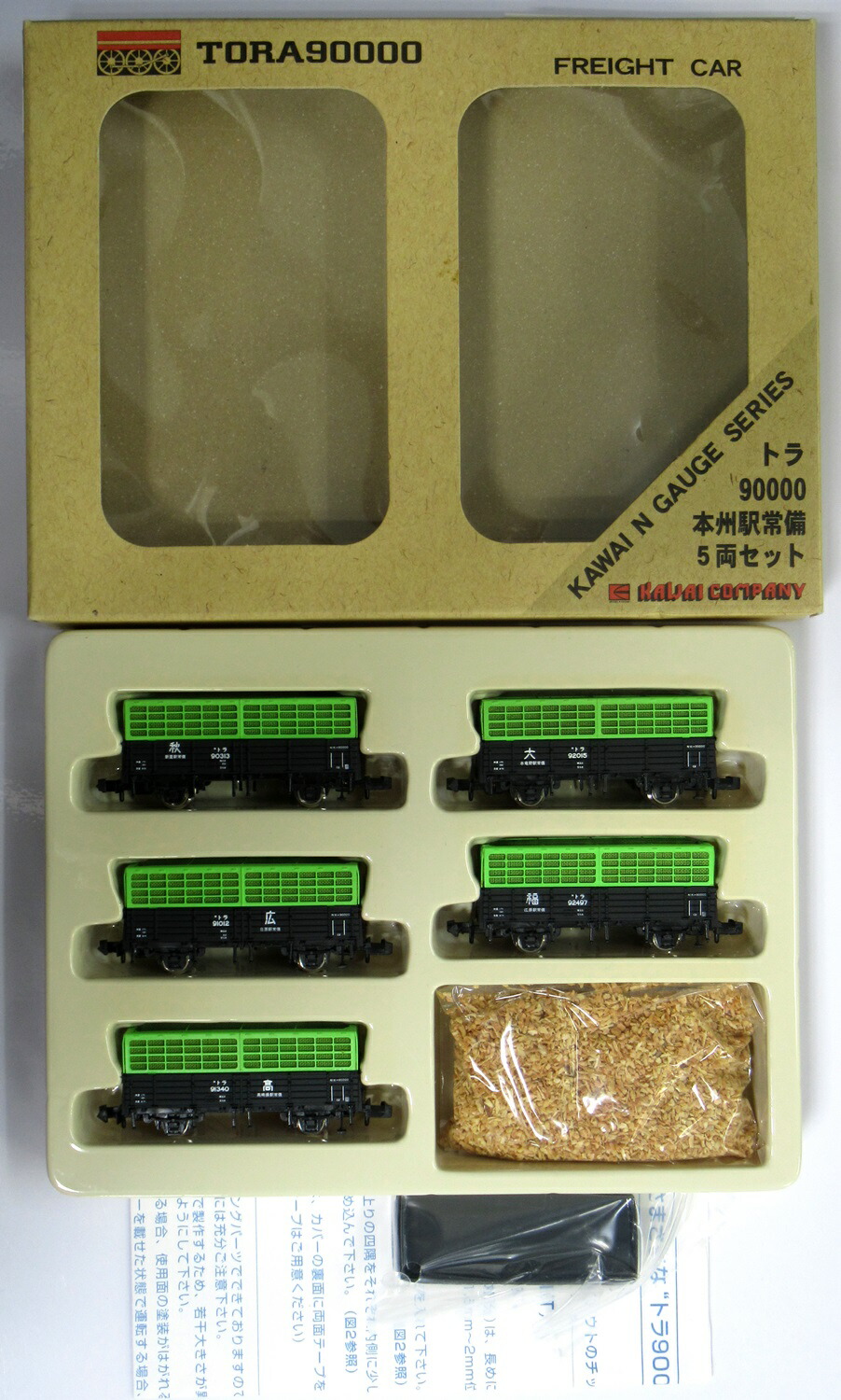 【中古】Nゲージ 河合商会 KP-250 <br>トラ90000 本州駅常備 5両入 <br>【B】 <br>フィルムシートなし 外箱傷み