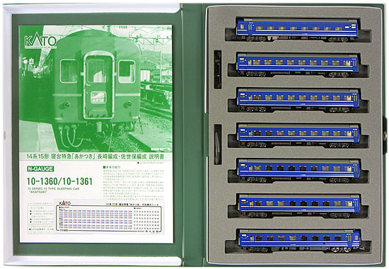 【中古】Nゲージ KATO(カトー) 10-1360 <br>14系15形 寝台特急「あかつき」長崎編成 7両セット <br>【A´】 <br>スリーブ傷み