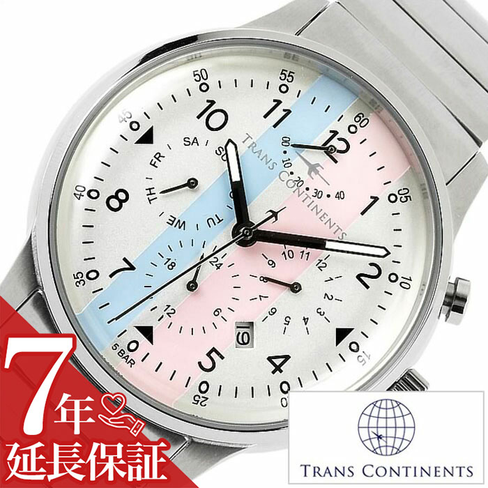 トランスコンチネンツ腕時計 TRANS CONTINENTS時計 CONTINENTS 腕時計 トランスコンチネンツ 時計 メンズ ブルー TAQ-6601-02 アナログ 限定 50本 おしゃれ MIYOTA9100 メタルバンド ブラック 銀 黒 桃 青 6針 ギフト