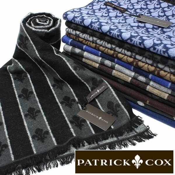 パトリック コックス マフラー PATRICK COX メンズ レディース PC1001-BLACK ブランド ストール おしゃれ カラー 温い カジュアル イギリス 防寒 プレゼント ギフト
