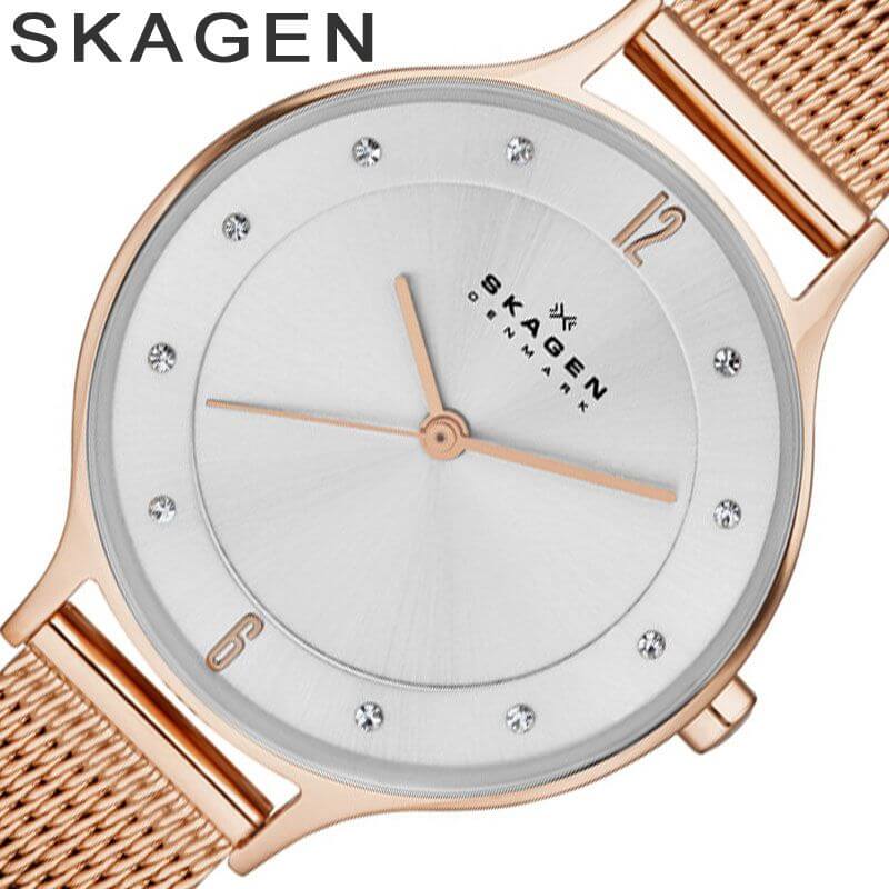 SKAGEN 時計 スカーゲン 腕時計 ア二タ Anita レディース シルバー SKW2151 人気 新作 ブランド 防水 メタル ベルト シンプル 薄型 北欧 ピンク ゴールド アニータ クリスタル プレゼント ギフト