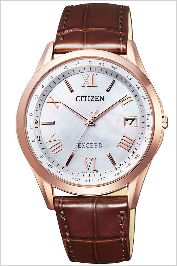 魅力的な シチズン 腕時計 Citizen 時計 シチズン腕時計 シチズン時計 エクシード Exceed メンズ 腕時計 白蝶貝 Cb1112 07w ブランド ビジネス ペアウォッチ ドレス 高品質 ソーラー 電波時計 白蝶貝 記念日 お祝い 父の日 ブラウン レザー Warawat プレゼント