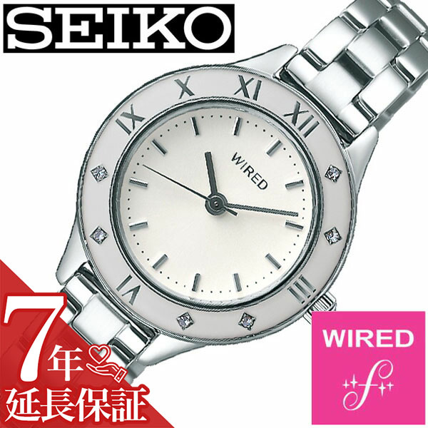 楽天市場 延長保証対象 セイコー ワイアード 腕時計 Seiko Wired 時計 レディース ホワイト Agek440 就活 キャリアウーマン おとな女子 おとな可愛い スワロフスキー クリスタル ラウンド ワイアードエフ ビジネス カジュアル 新社会人 新生活 プレゼント ギフト