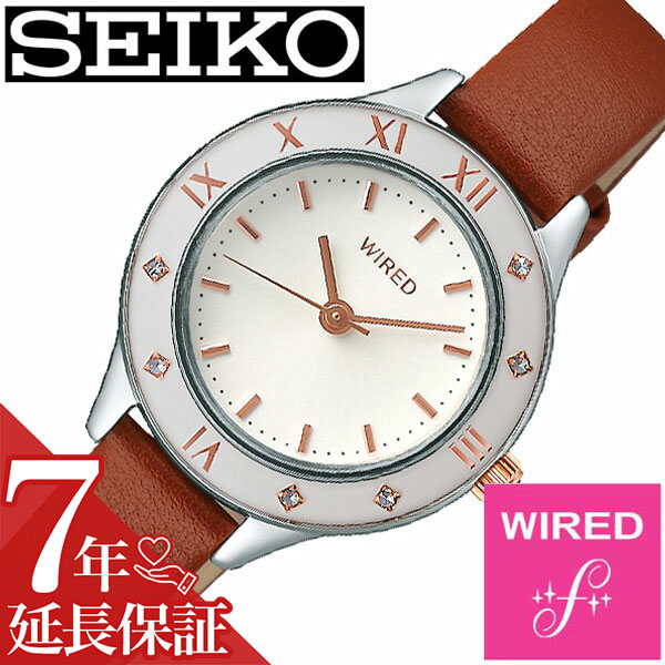 超人気 延長保証対象 セイコー ワイアード 腕時計 Seiko Wired 時計 レディース ホワイト Agek442 就活 キャリアウーマン おとな女子 おとな可愛い スワロフスキー クリスタル 革 ラウンド ワイアードエフ ビジネス カジュアル 新社会人 プレゼント ギフト