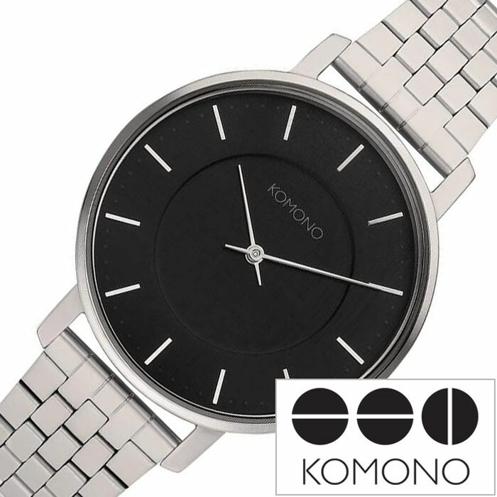 コモノ 腕時計 KOMONO 時計 ハーロウ HARLOW レディース ブラック KOM-W4125 高校生カップル 彼氏 彼女 お揃い リンクコーデ かわいい おしゃれ メタル メッシュ ベルト シンプル 丸 ブランド ギフト