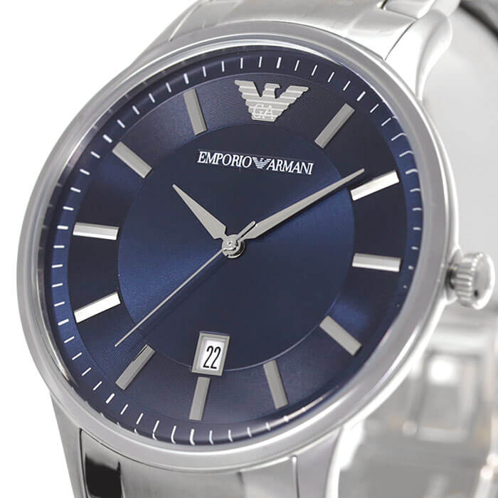 新品本物 Emporio Armani 腕時計 エンポリオ アルマーニ 時計 レナート Renato メンズ 腕時計 ブルー Ar 人気 ブランド ファッション カジュアル フォーマル スーツ ビジネス カレンダー シンプル プレゼント ギフト 代引不可 Mersinortadogu Com Tr