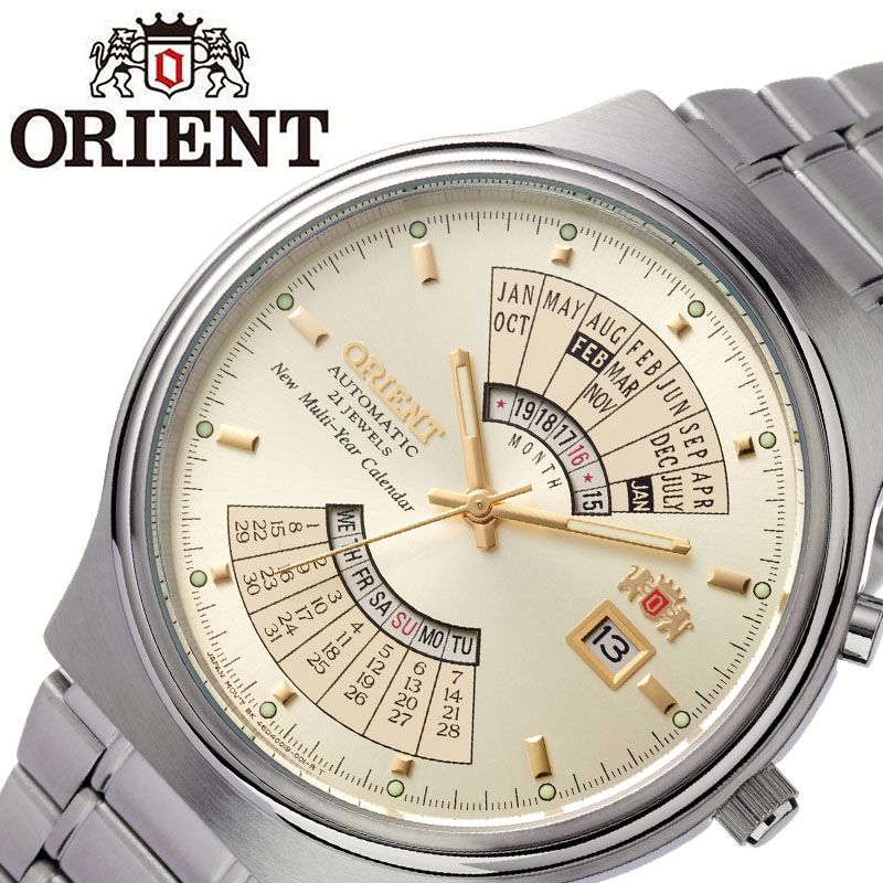 希少 オリエント 腕時計 Orient 時計 メンズ ホワイト Orw Feucw ブランド 人気 海外モデル 防水 万年カレンダー マルチイヤーカレンダー マルチカレンダー レトロ オートマチック 自動巻き 自動巻 機械式 メタル ベルト カレンダー ビジネス 仕事 スーツ 誕生日