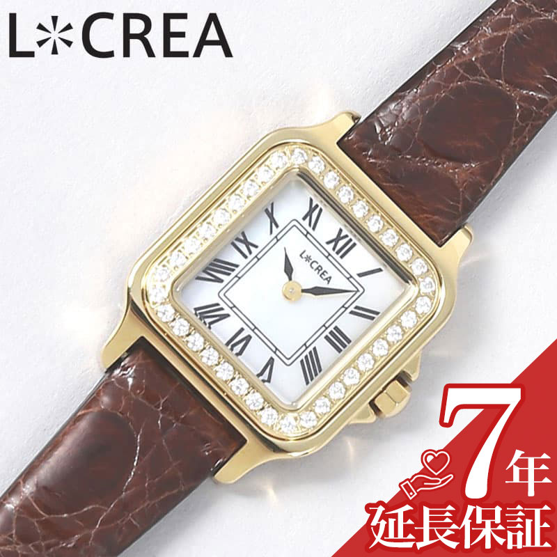 ルクレア 腕時計 LCREA 時計 キャレ キュービックジルコニア レディース ゴールド ソーラー カレ ビジネス 女性 電池交換不要 日本製 可愛い かわいい ファッション 人気 おすすめ おしゃれ ブランド プレゼント ギフト LC2301-GPCBR CARRE de CZ