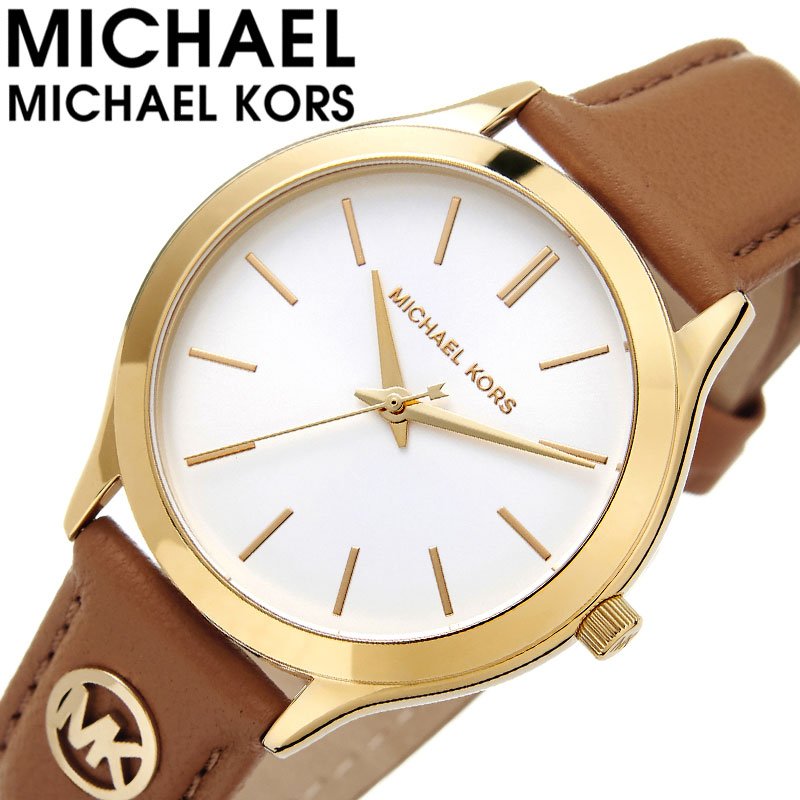 マイケル コース 腕時計 MICHAEL KORS 時計 マイケルコース MICHAELKORS スリムランウェイ 女性 レディース かわいい 白 レザー レザーベルト 革 革ベルト 大人 仕事 彼女 妻 娘 お母さん 母 ママ 友達 大学生 誕生日 記念日 卒業祝い プレゼント MK7465 おしゃれ ブランド