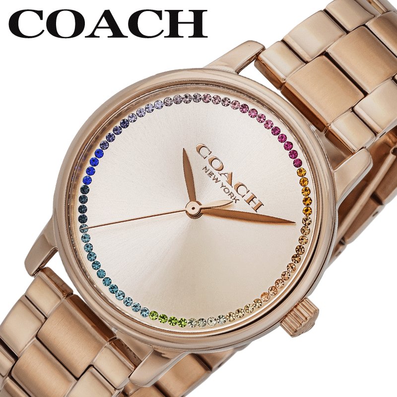 コーチ 腕時計 COACH 時計 グランド GRAND 女性 レディース CO-14504064 ステンレス ステンレスベルト ステンレスバンド ラウンド クオーツ スーツ 仕事 ビジネス 3針 アナログ ピンクゴールド ローズゴールド シンプル 人気 おすすめ おしゃれ ブランド プレゼント ギフト