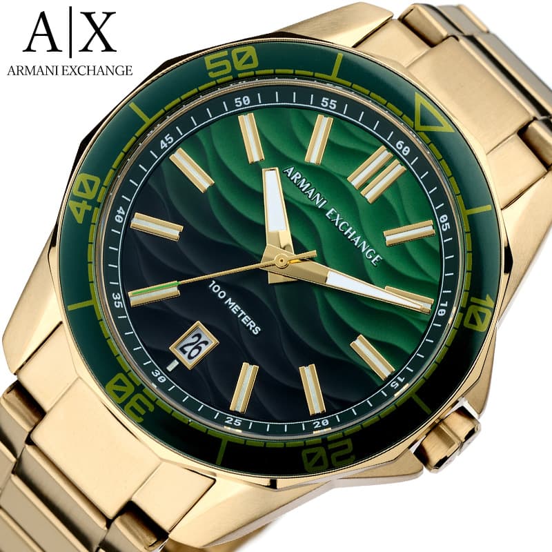 アルマーニ エクスチェンジ 腕時計 ARMANI EXCHANGE 時計 メンズ 腕時計 グリーン ステンレス ベルト ゴールド AX1951 シンプル カジュアル かっこいい ビジネス スーツスタイル ファッション 彼氏 夫 記念日 誕生日 人気 おすすめ おしゃれ ブランド プレゼント ギフト 18,480円