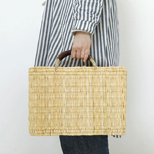 楽天市場】松野屋 ストロー革手横長カゴ M モロッコ バスケット 収納