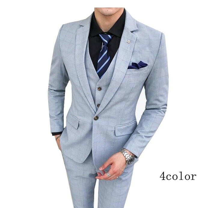 第1位獲得 代30代40代 3ピーススーツ メンズ上下セットセットアップ 二次会 花婿の介添え 通勤 Ol 結婚式 卒業式3点セットジャケット パンツ ベスト 1ツボタンスーツ 司会 舞台カジュアル 男性用 M L Xl 2xl 3xl チェック柄 紳士用 全国宅配無料 Www Mundotour Cl