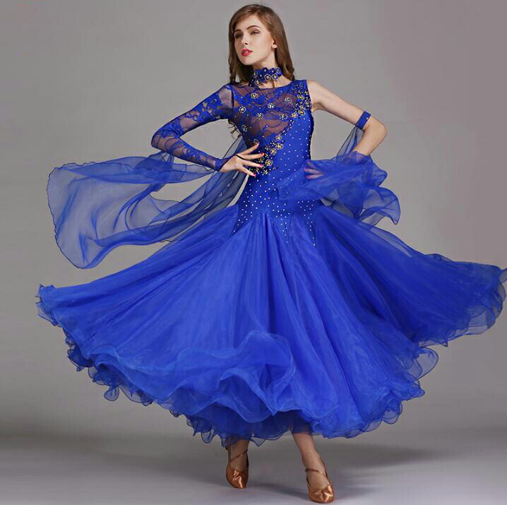 社交ダンスデモ用ドレス ラテンドレス WL0074 ブラック/サファイア M 社交ダンス タカダンス