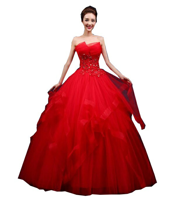 楽天1位 ベアトップドレス 結婚式ワンピース ウェディングドレス ロングドレス プリンセスドレス パーティードレス イブニングドレス 大きいサイズ 披露宴 演奏会 発表会 ロングドレス 二次会 花嫁 レッド シャンペン ホワイト 超歓迎 Radonnb Co Rs