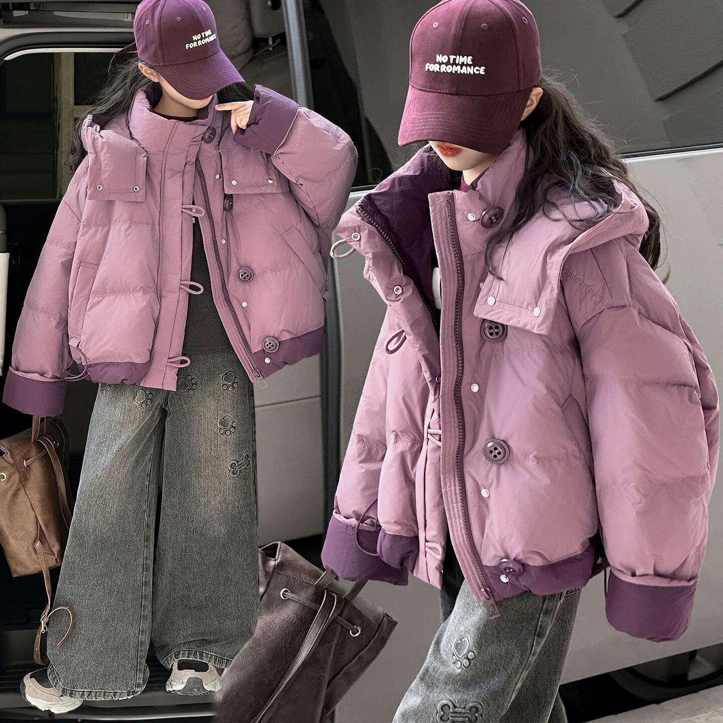 送料無料 子供服 中綿コート 女の子 ジャケット 秋冬 ダウンコート 防寒防風 ゆったり アウター 中綿ジャケット 子供服 アウター カジュアル 通園 通学 可愛い 厚手 エレガント 女の子 防寒性抜群 おしゃれ 保温 キッズ ふんわり 暖かい 防寒コート Size:120-170 パープル