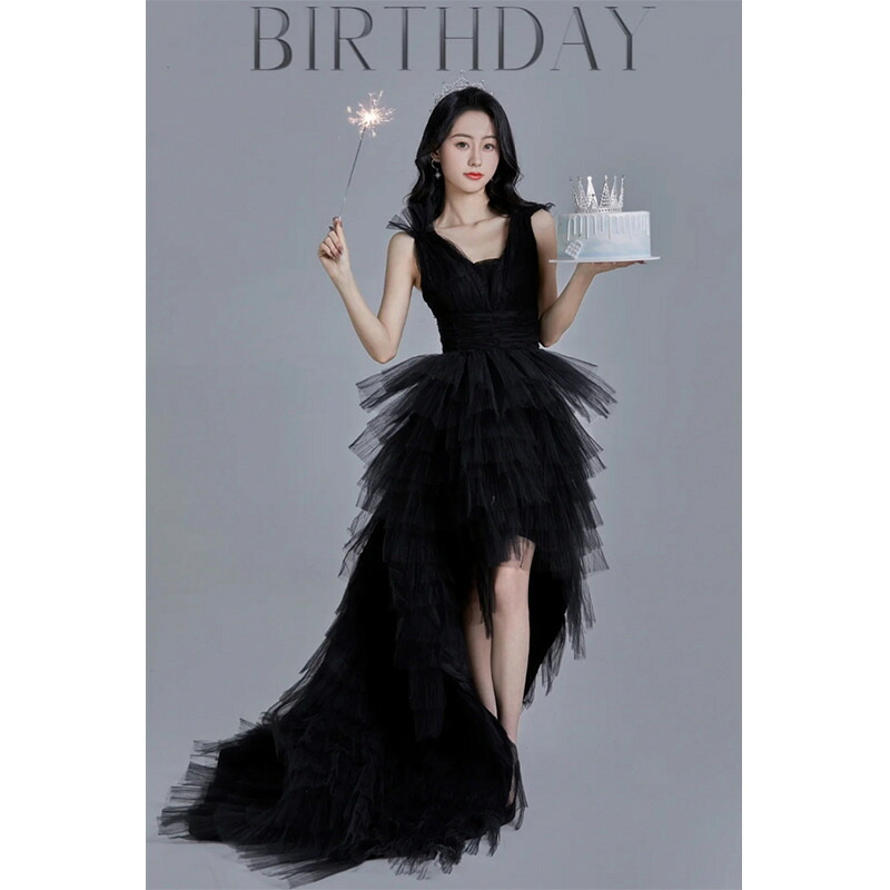 送料無料 成人式 誕生日 カラードレス ロングドレス 花嫁 ウエディングドレス 前短後長 パーティードレス イブニングドレス 披露宴 品質良い 二次会 演奏会 結婚式 フォーマル プリンセス ピアノ マキシ丈ドレス 撮影 エレガント発表会 忘年会 きれいめ エレガント 黒
